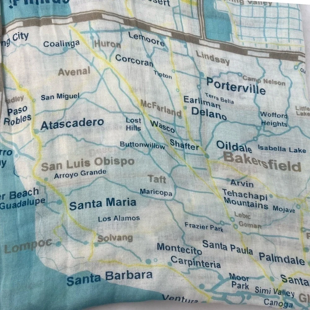 Kate Spade Off the Map Scarf West Coast California Mexico Silk Going Places